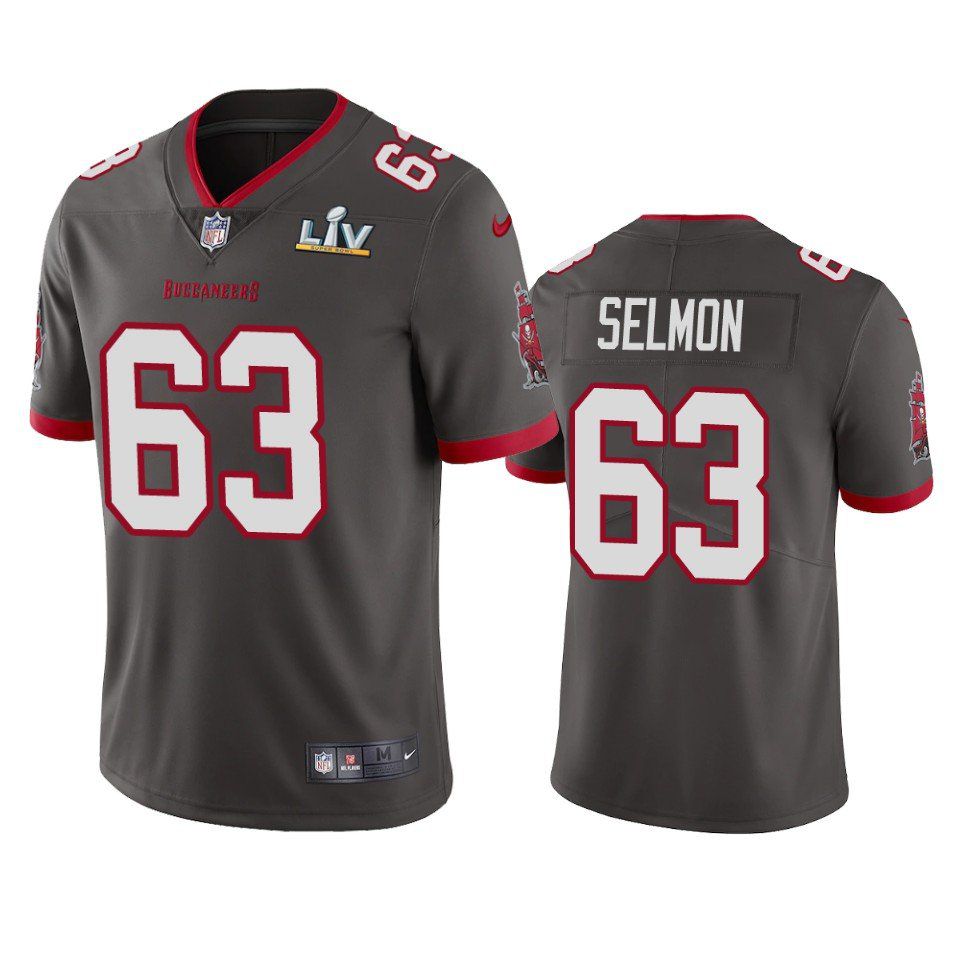 Men Tampa Bay Buccaneers #63 Selmon Nike Grey Super Bowl LV Limited NFL Jersey